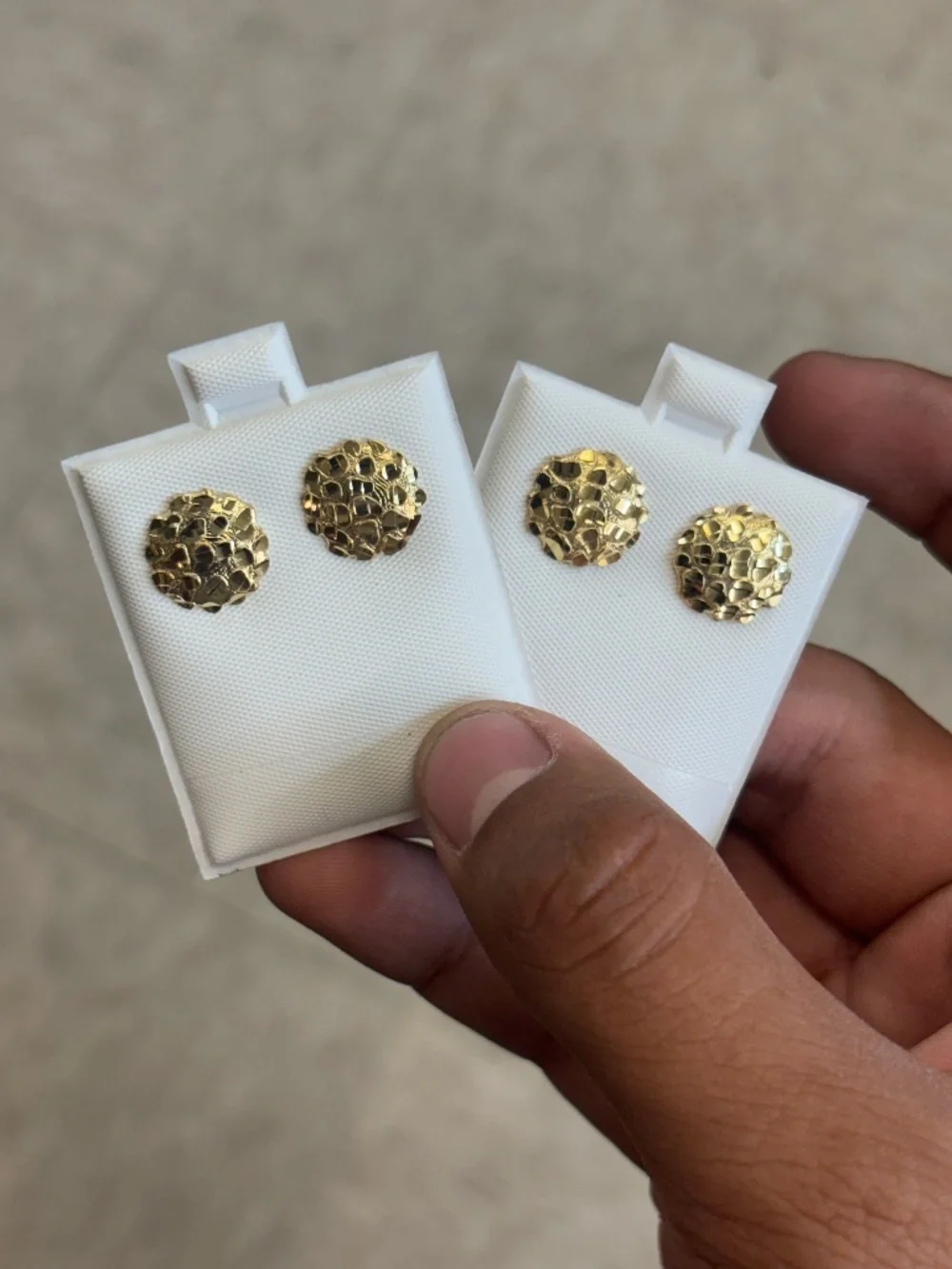 925 Silver Yellow Gold Small Nugget Earrings